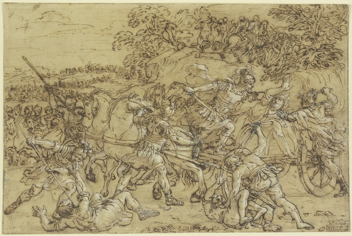 The Battle Of Alexander At Issus 2 by Pietro da Cortona - Canvas Print