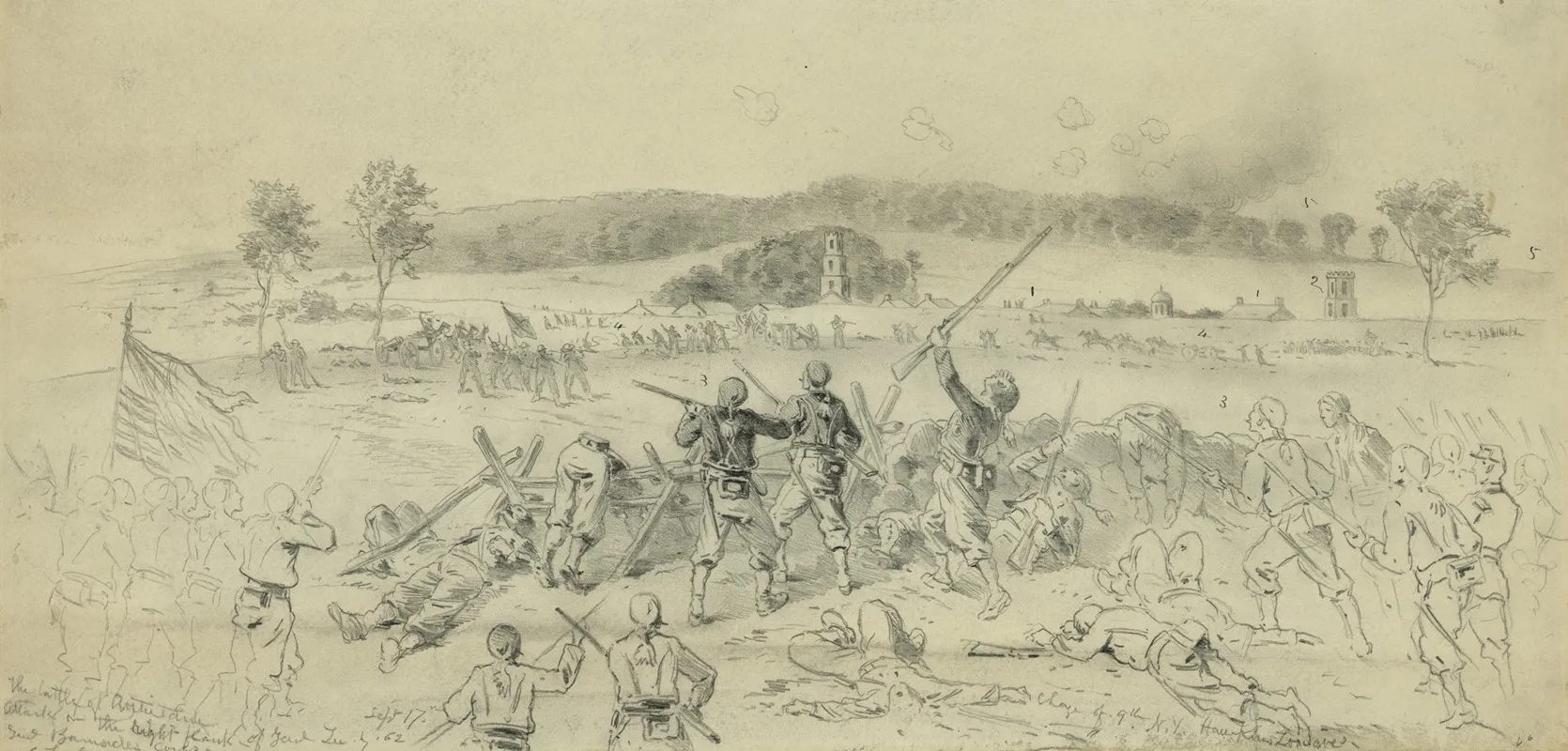 The Battle Of Antietam Charge Of Burnside 9th Corps On The Right Flank Of The Confederate Army