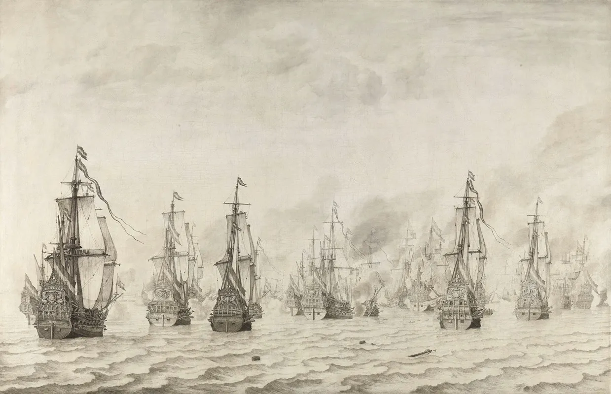 The Battle Of Dunkirk by Willem van de Velde the Elder - Canvas Print