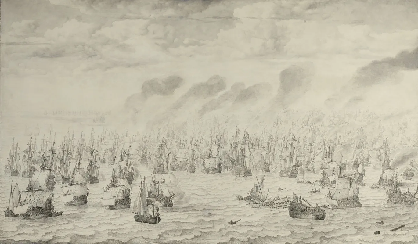 The Battle Of Terheide 3 by Willem van de Velde the Elder - Canvas Print