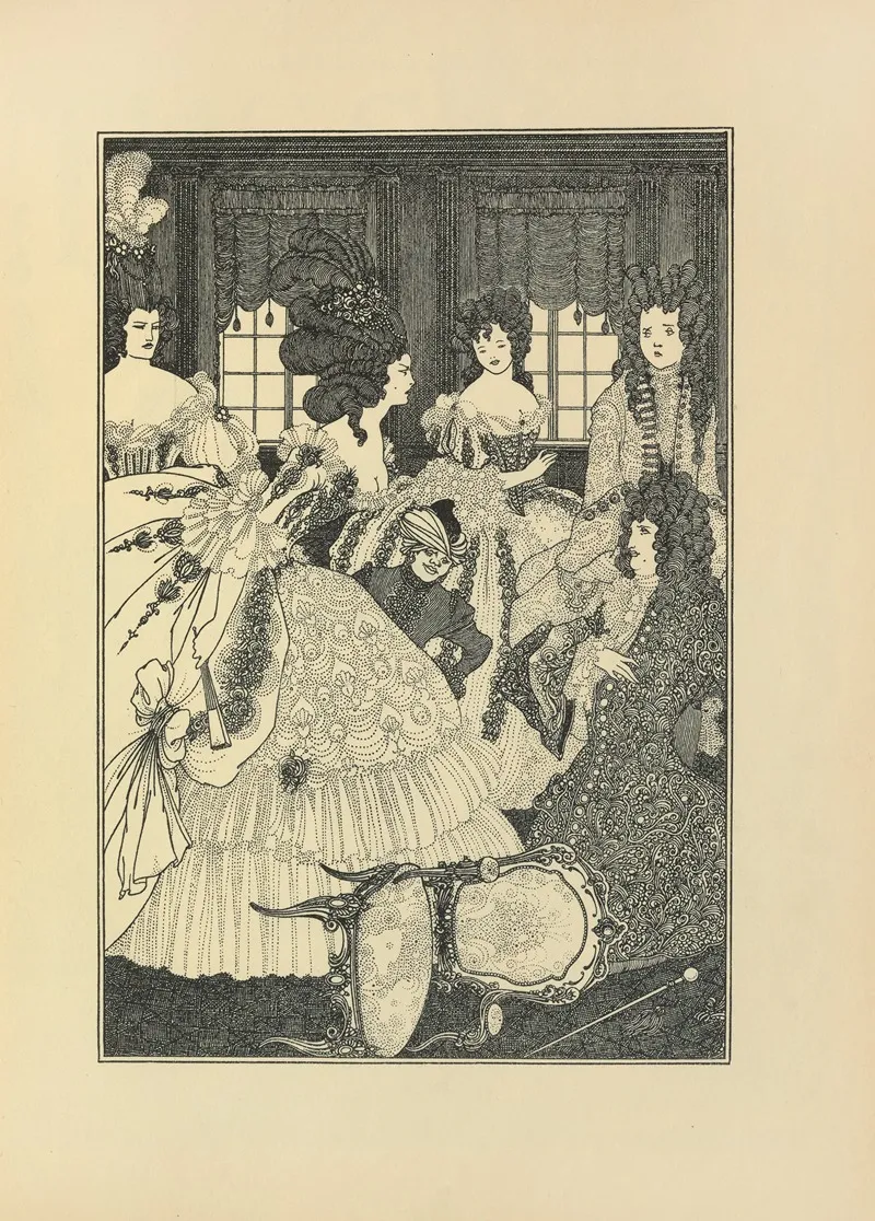 The Battle Of The Beaux And The Belles From The Rape Of The Lock by Aubrey Vincent Beardsley - Canvas Print