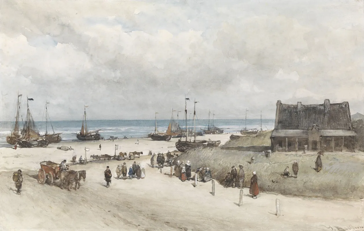 The Beach At Scheveningen 2 by Johannes Bosboom - Canvas Print