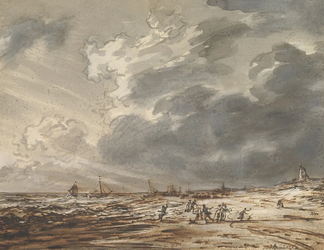The Beach At Scheveningen by Simon Andreas Krausz - Canvas Print