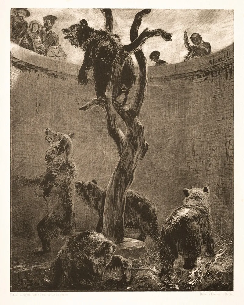 The Bear Pit by Adolph von Menzel - Canvas Print