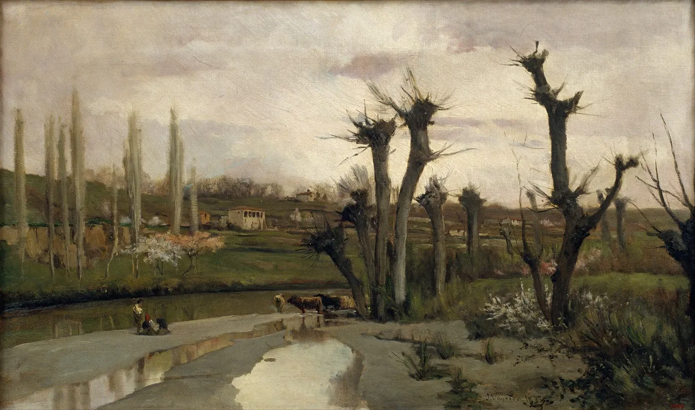 The Beginning Of Spring by Joaquim Vayreda - Canvas Print