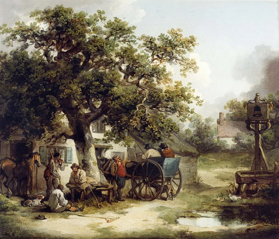 The Bell Inn Kilburn by George Morland - Canvas Print