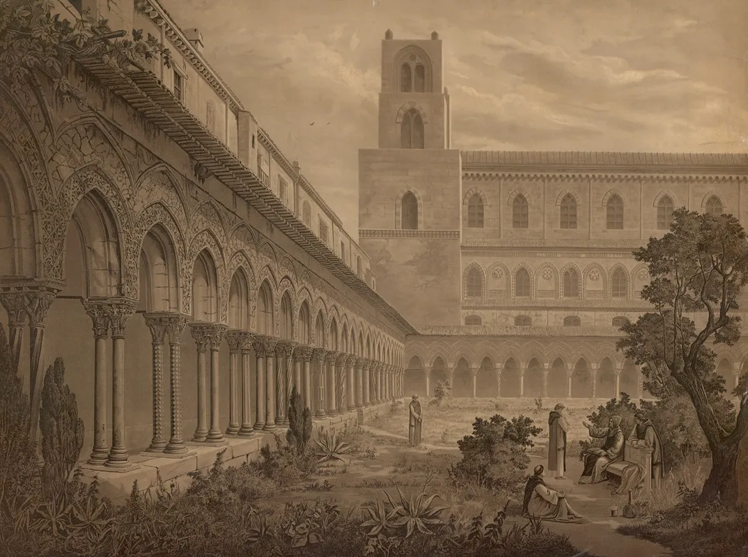 The Benedictine Cloister At Monreale by Josef Langl - Canvas Print