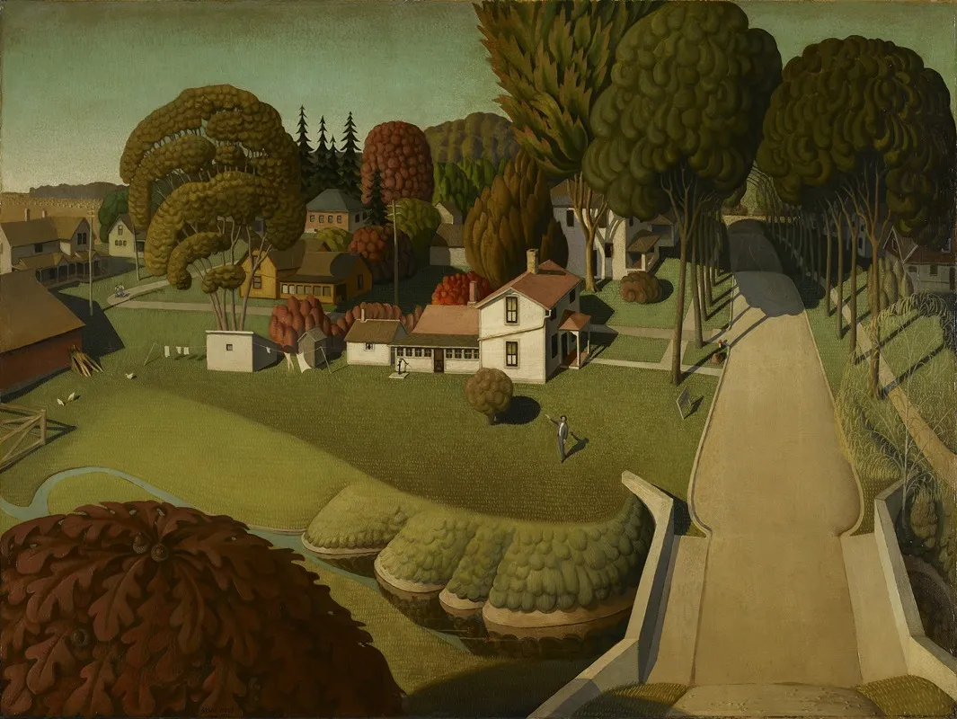 The Birthplace Of Herbert Hoover West Branch Iowa by Grant Wood - Canvas Print