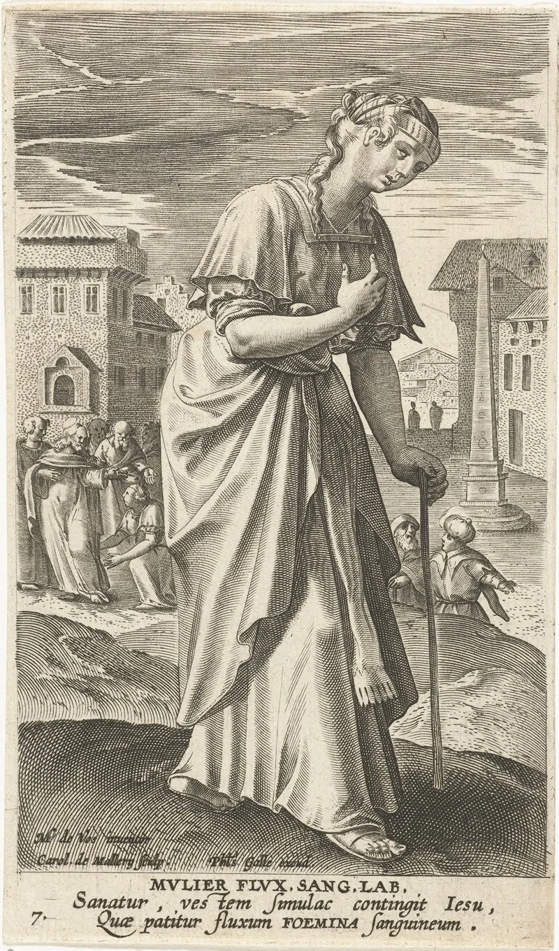 The Bleeding Woman by Jan Collaert II - Canvas Print