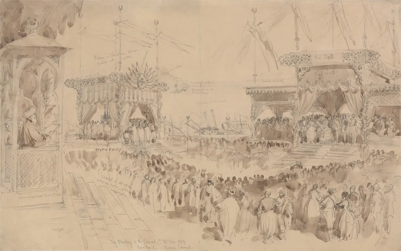 The Blessing Of The Suez Canal November 16 1869 by William Simpson - Canvas Print