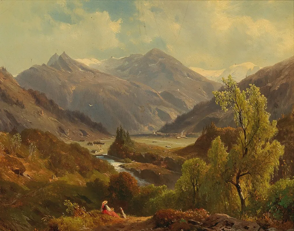 The Bocksteiner Valley With The Rathausberg Wildbad Gastein Upper Austria by Johann (Giovanni) Varrone - Canvas Print