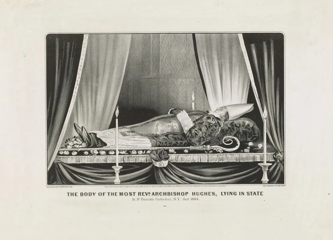 The Body Of The Most Reverend Archbishop Hughes Lying In State At St Patricks Cathedral N Y Jan 1864