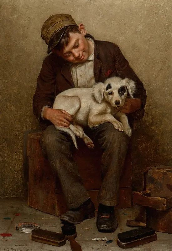 The Bootblacks Best Friend by John George Brown - Canvas Print