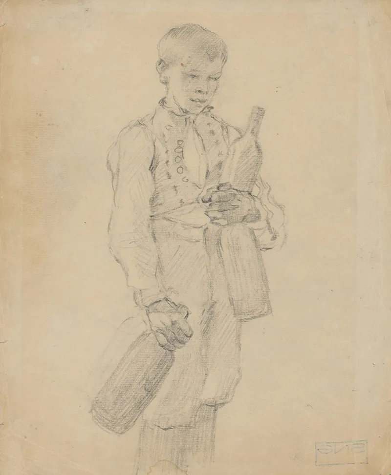 The Boy With Bottles by Gustáv Mallý - Canvas Print