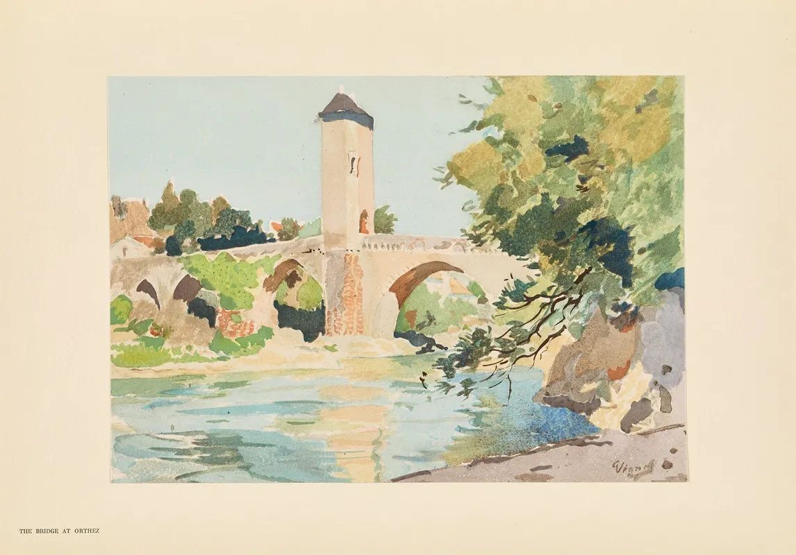 The Bridge At Orthez by Pierre Vignal - Canvas Print