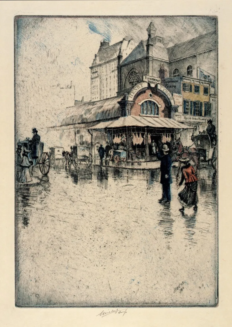 The Butchers Shop Tysons 5th Av Cor 44th St by Charles Frederick William Mielatz - Canvas Print