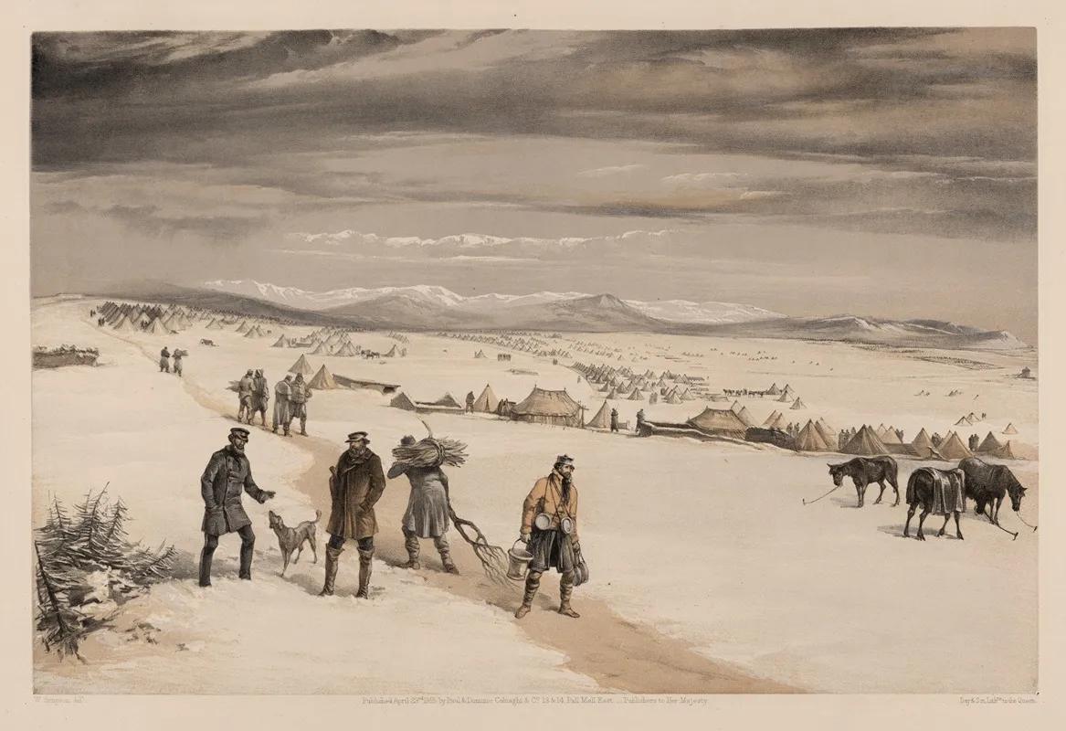 The Camp Of The Second Division Looking East January 1855 by William Simpson - Canvas Print