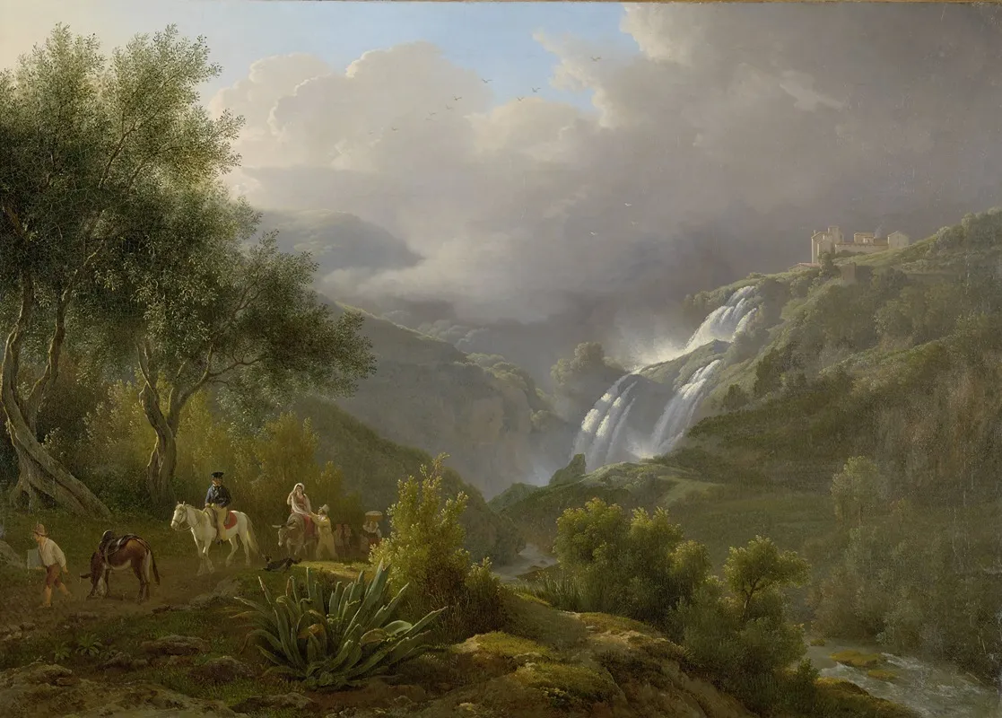The Cascades At Tivoli With A Storm Approaching by Abraham Teerlink - Canvas Print