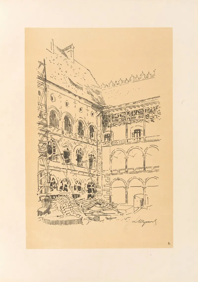 The Castle Courtyard by Leon Wyczółkowski - Canvas Print