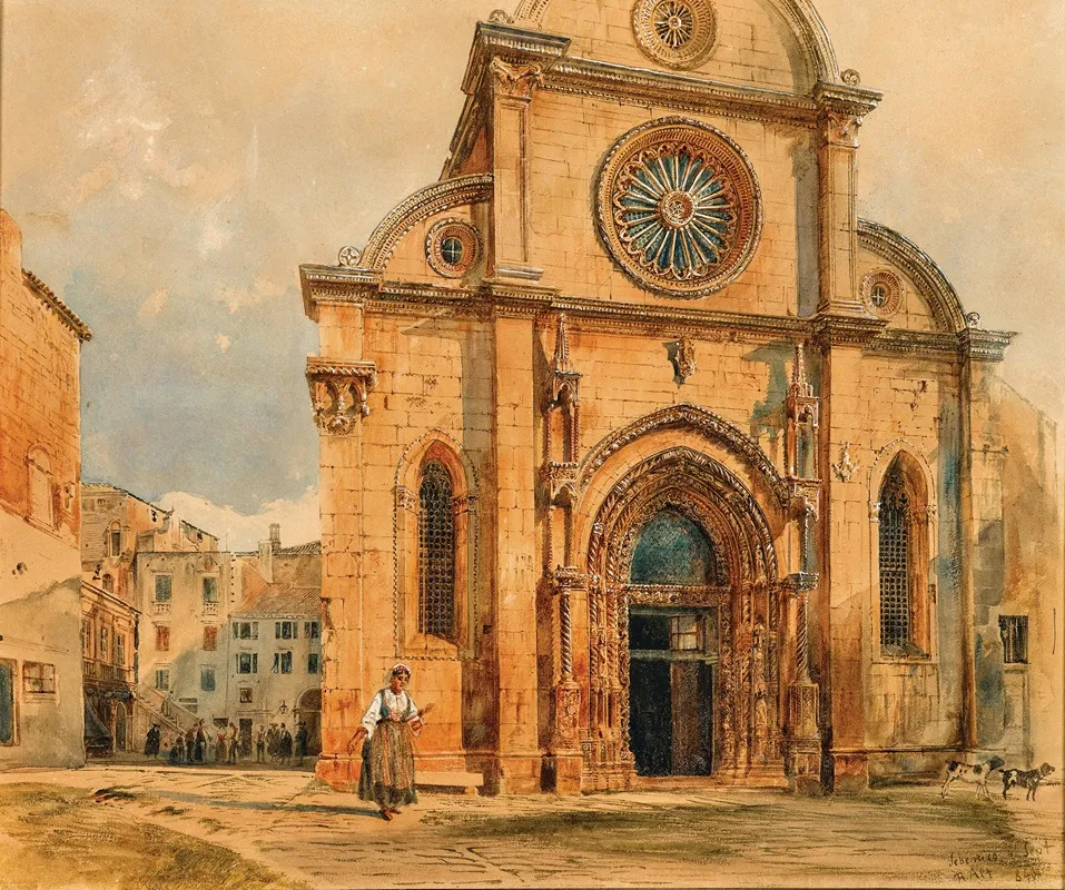 The Cathedral Of Sebenico Sibenik In Dalmatia by Rudolf von Alt - Canvas Print