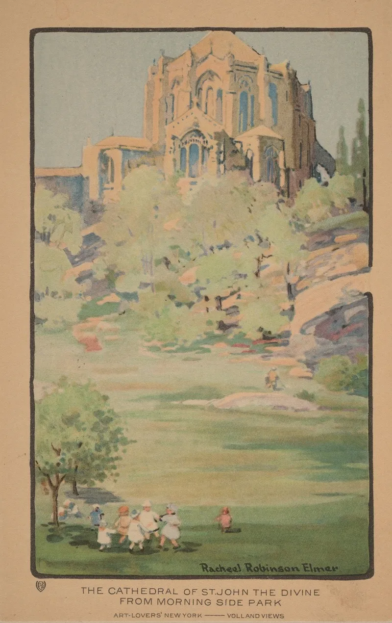 The Cathedral Of St John The Divine From Morningside Park 2 by Rachael Robinson Elmer - Canvas Print