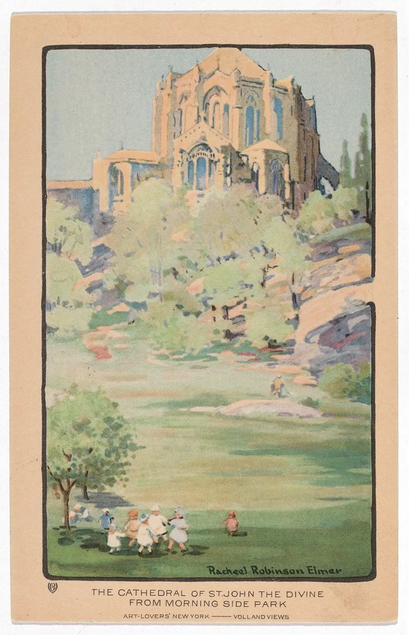 The Cathedral Of St John The Divine From Morningside Park by Rachael Robinson Elmer - Canvas Print