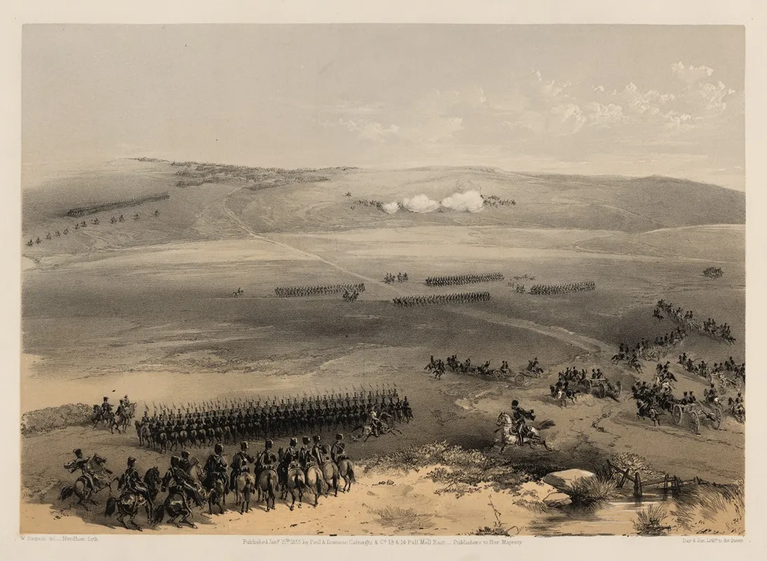 The Cavalry Affair Of The Heights Of Bulganak The First Gun 19th Sepr 1854 by William Simpson - Canvas Print