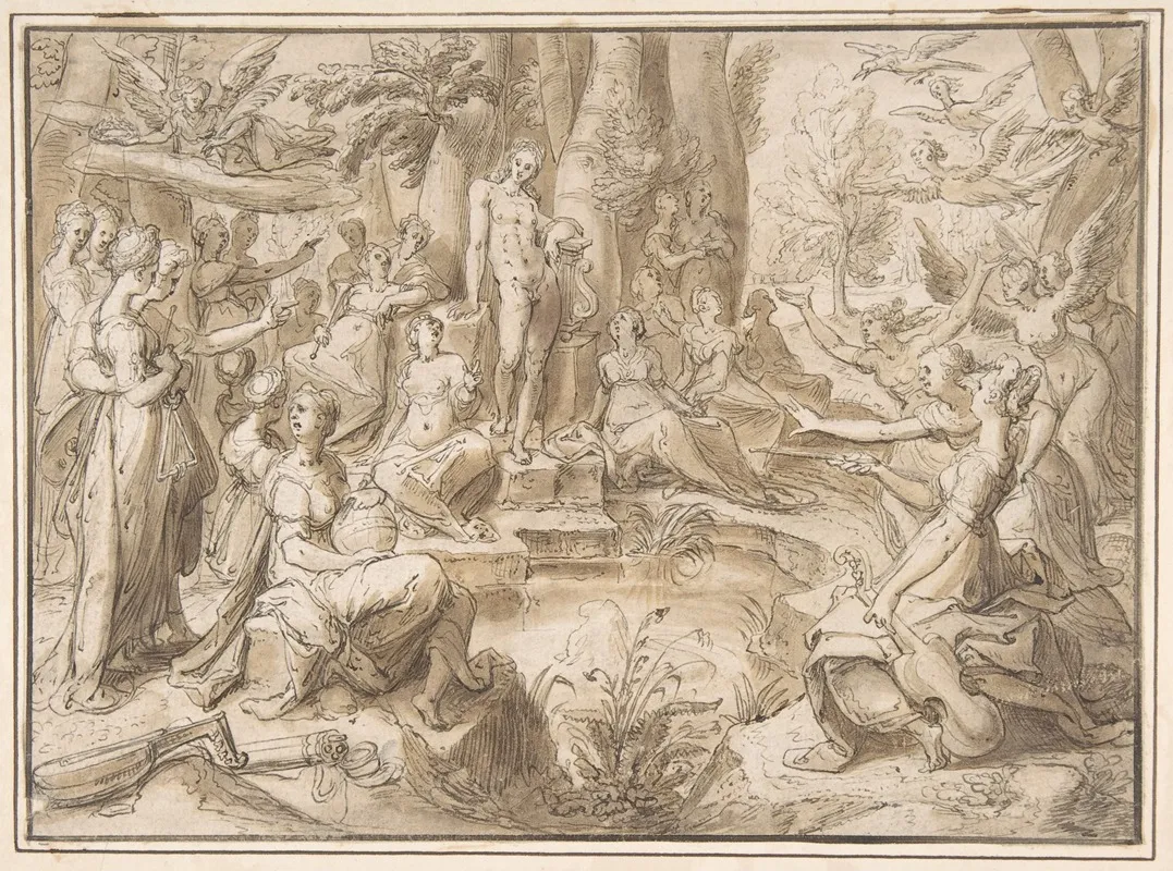 The Challenge Of The Pierides From Ovids Metamorphosis Book V 294 678 by Karel Van Mander - Canvas Print