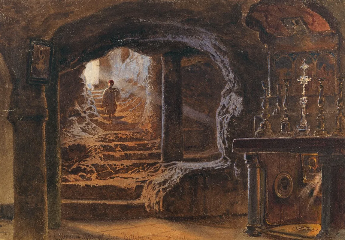 The Chapel Of The Milk Grotto In Bethlehem by Carl Friedrich Heinrich Werner - Canvas Print