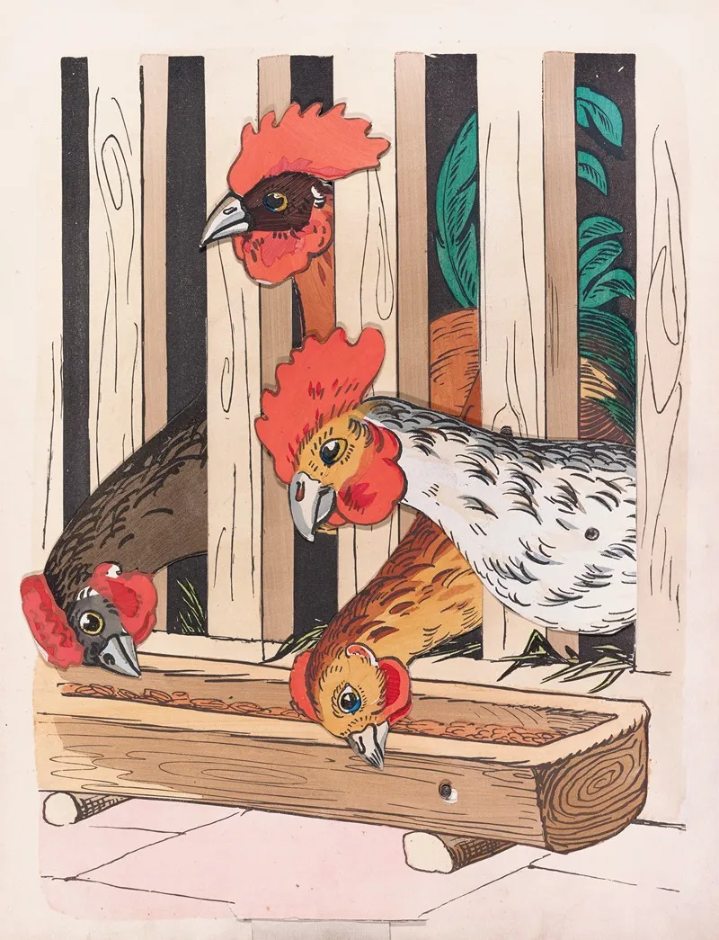 The Chickens by Lothar Meggendorfer - Canvas Print