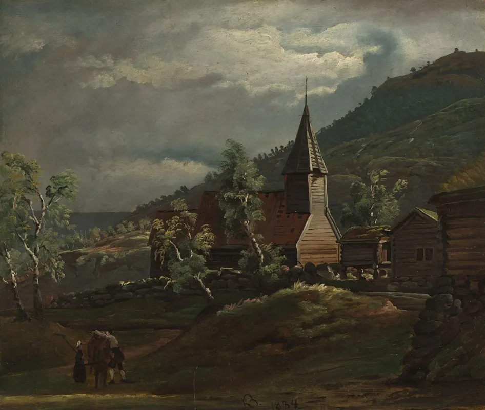 The Church At Gaupne In Sogn by Knud Baade - Canvas Print