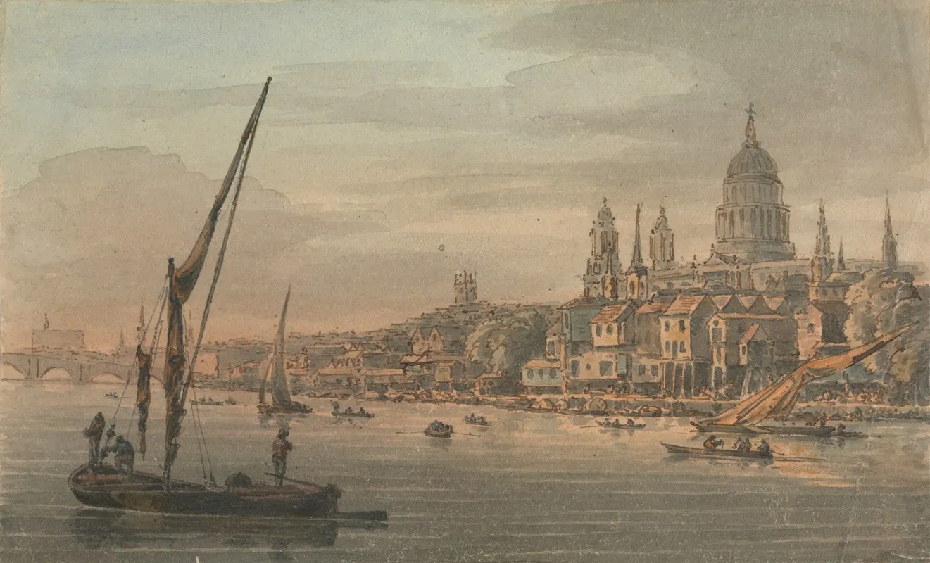 The City And St Pauls From The South Bank by William Marlow - Canvas Print