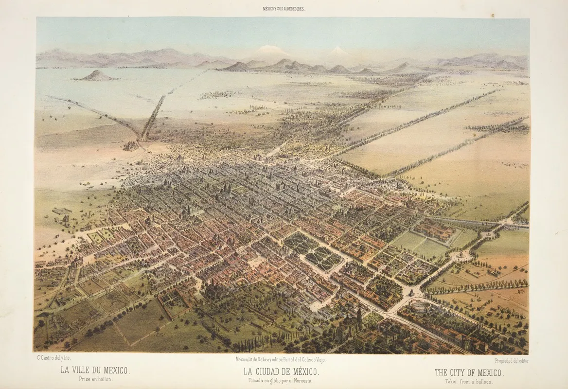 The City Of Mexico Taken From A Balloon by C. Castro - Canvas Print