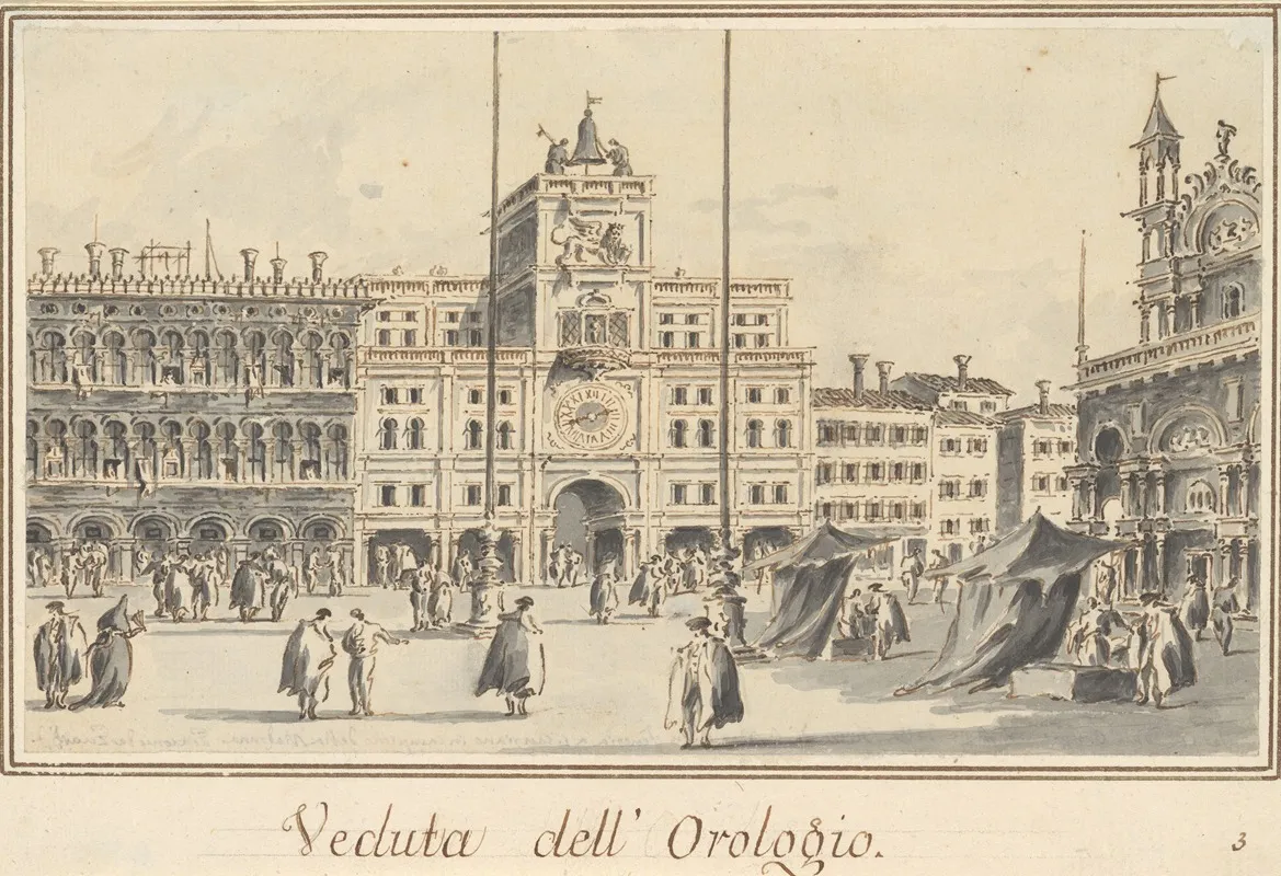 The Clock Tower Of San Marco From The Front Of The Basilica by Giacomo Guardi - Canvas Print