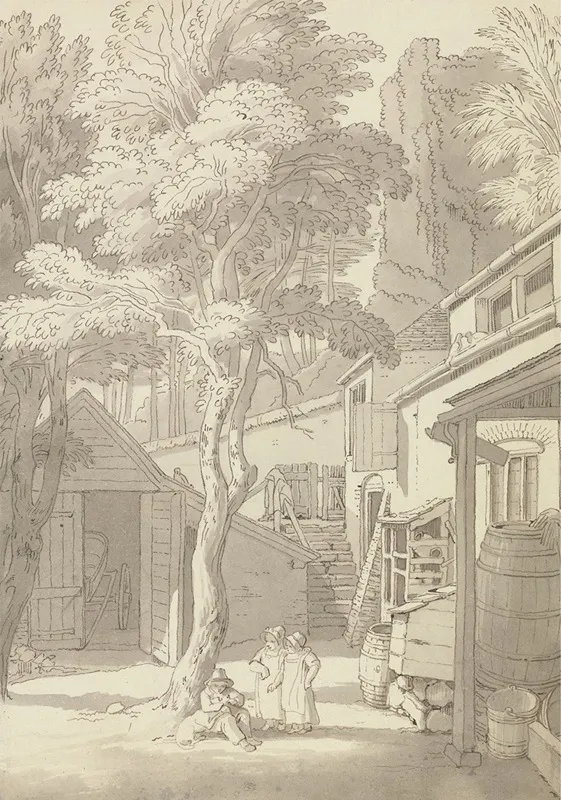 The Courtyard Of Mr Banks House Northernhay Exeter by John White Abbott - Canvas Print