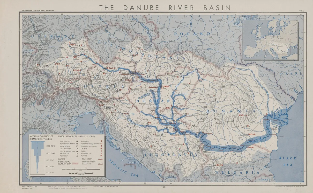 The Danube River Basin by Office of Strategic Services - Canvas Print