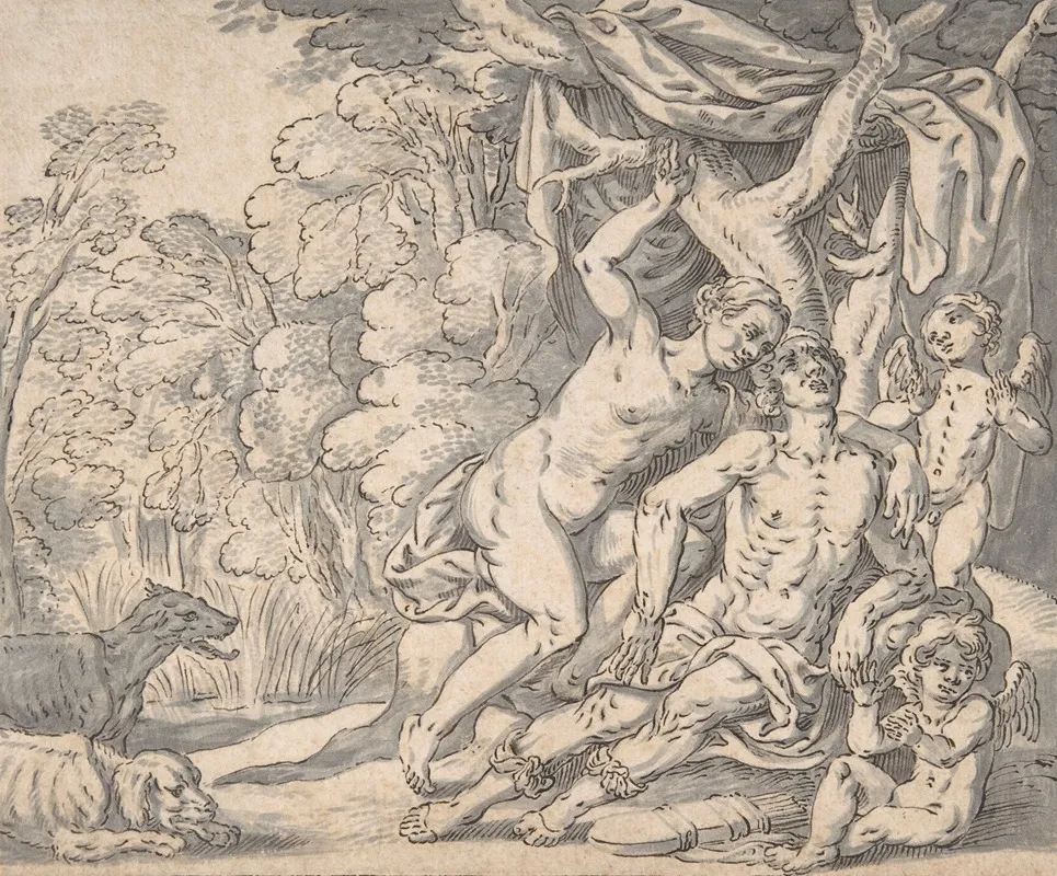 The Death Of Adonis 5 by Johann König - Canvas Print