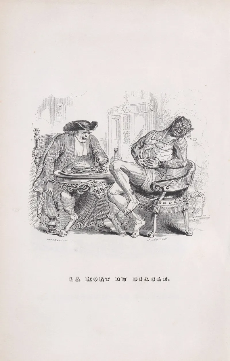 The Death Of The Devil by J. J. Grandville - Canvas Print