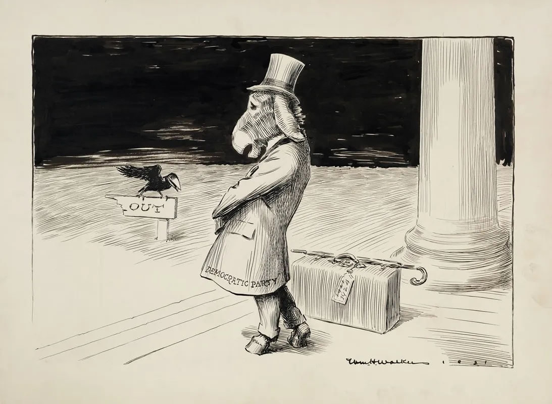 The Democratic Party Donkey Stands On The Steps Of The Capitol Forced To Leave