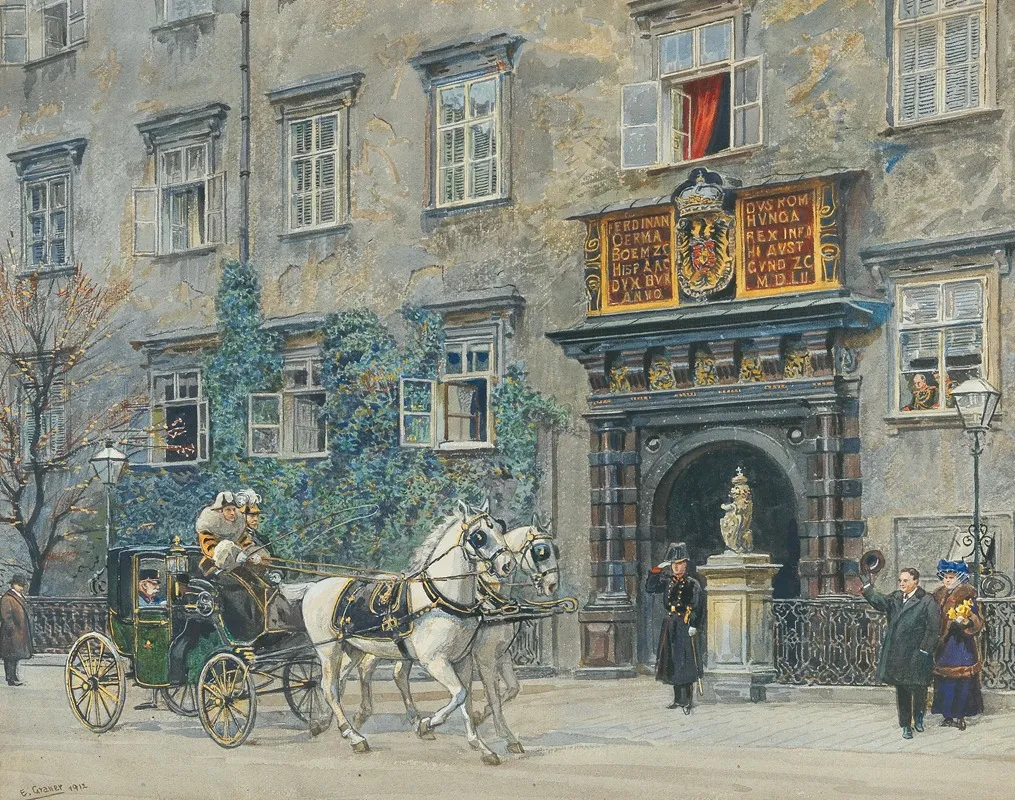 The Departure Of Emperor Francis Joseph Near The Schweizertor In Hofburg Residence by Ernst Graner - Canvas Print