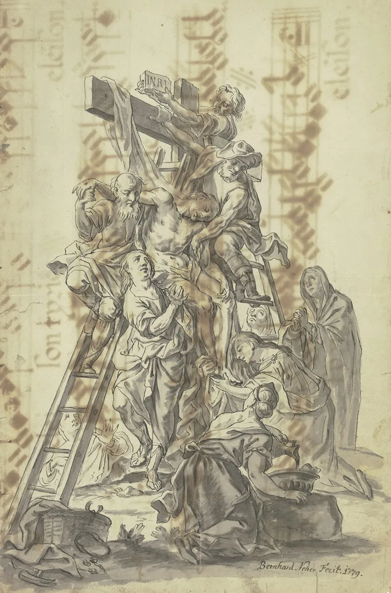 The Deposition Of The Cross by Bernhard von Neher the elder - Canvas Print
