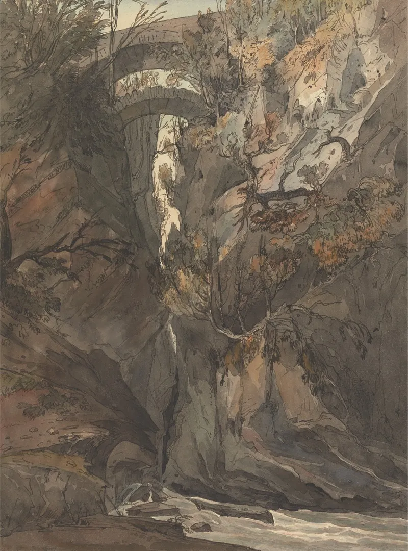 The Devils Bridge Aberystwyth by Rev. Charles Annesley - Canvas Print