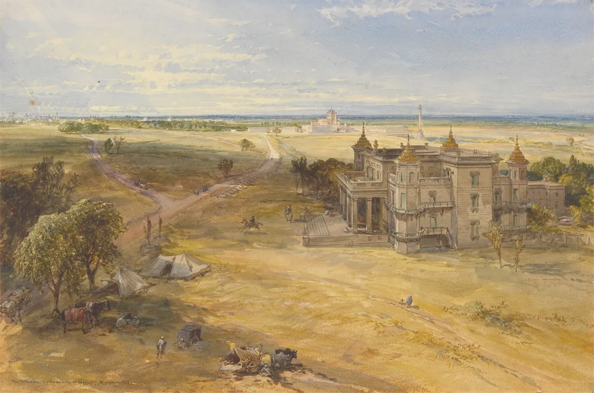 The Dilkoosha Lucknow In The Distance by William Simpson - Canvas Print