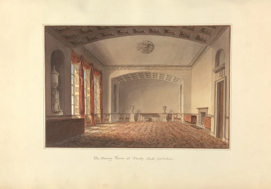 The Dining Room At Newby Hall Yorkshire by John Buckler - Canvas Print