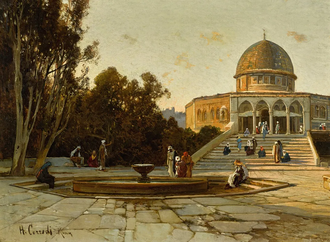 The Dome Of The Rock Jerusalem by Hermann David Salomon Corrodi - Canvas Print