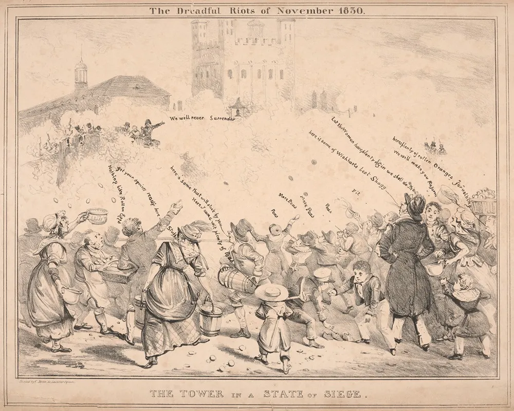 The Dreadful Riots Of November 1830 The Tower In A State Of Siege by Charles Etienne Pierre Motte - Canvas Print