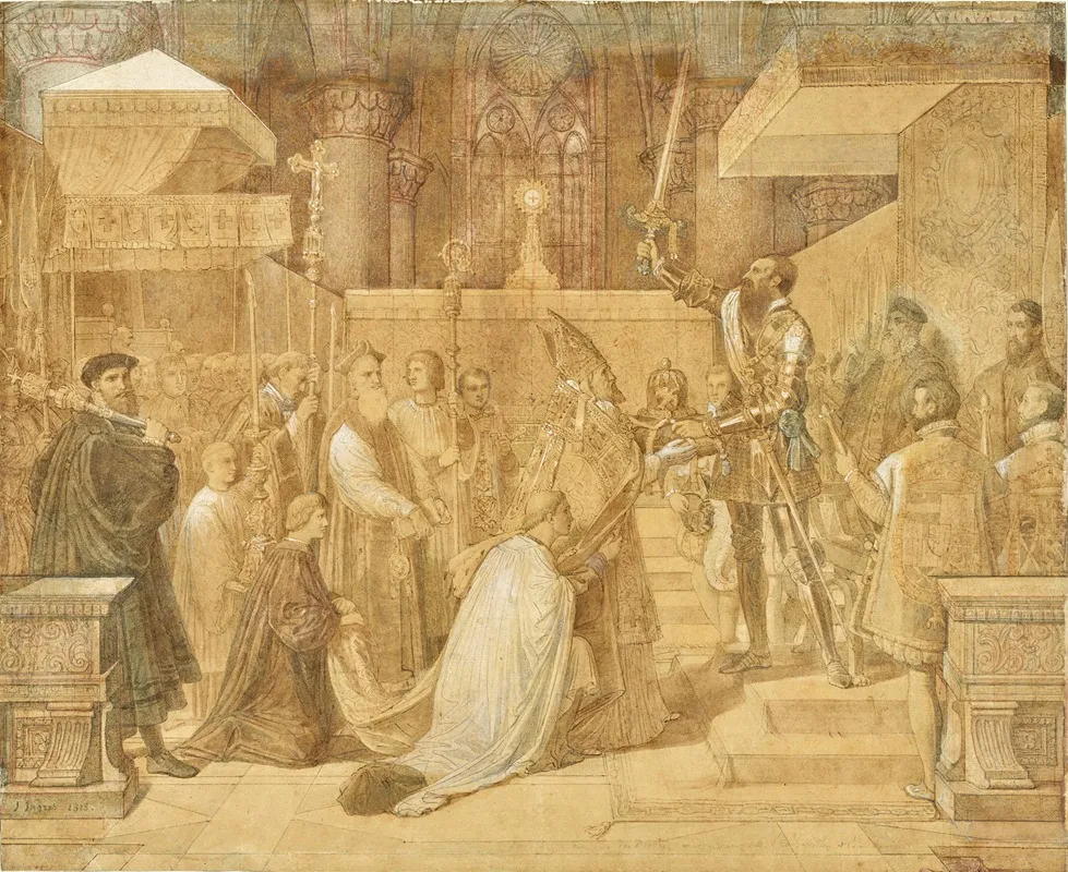 The Duke Of Alba Receiving The Popes Blessing In The Cathedral Of Sainte Gudule Brussels