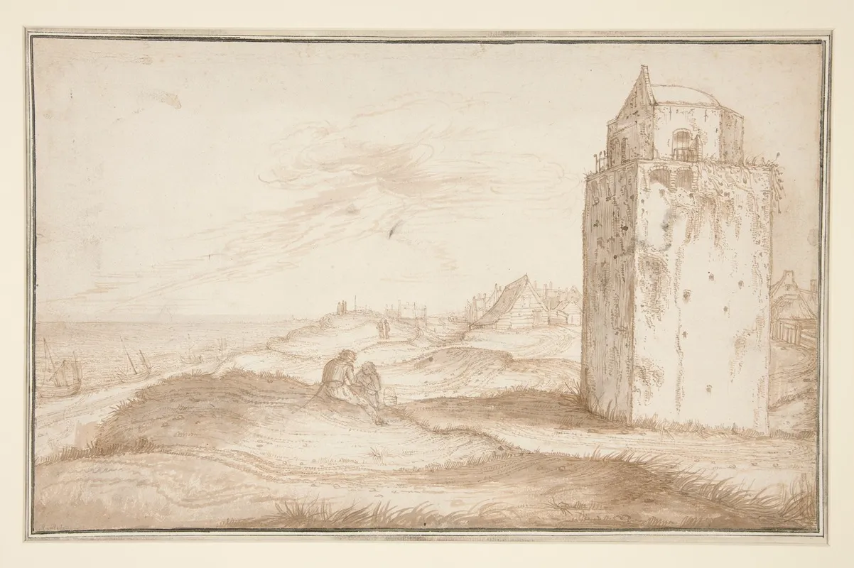 The Dunes And The Lighthouse Near Zandvoort by Jan van de Velde II - Canvas Print