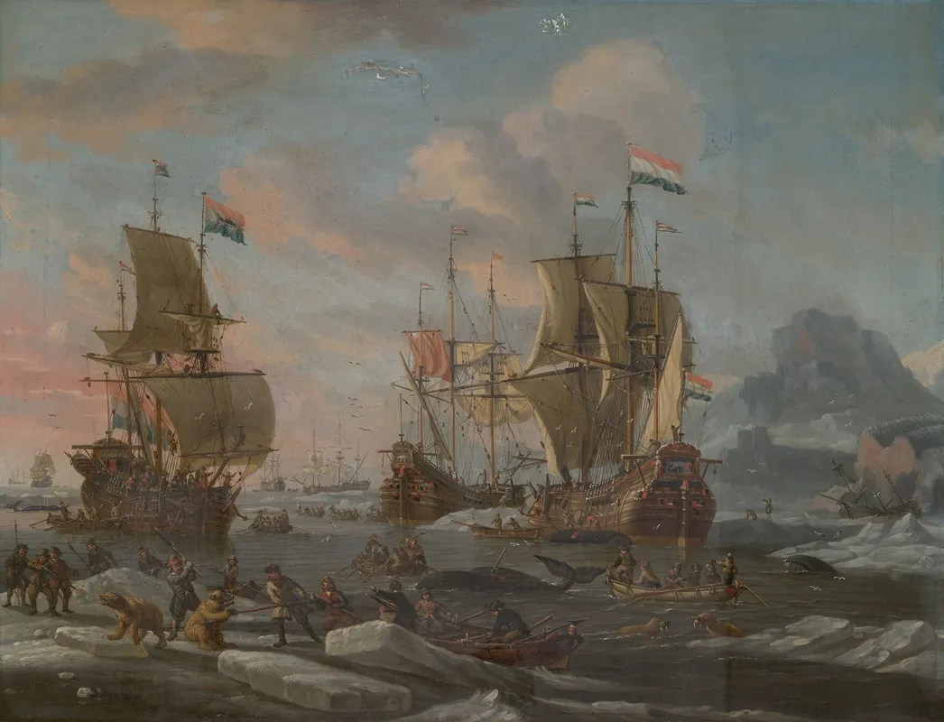 The Dutch Whaling Fleet by Abraham Storck - Canvas Print