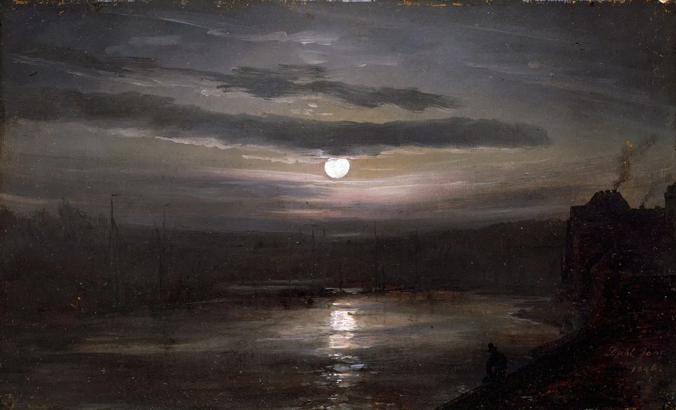 The Elbe In Moonlight by Johan Christian Dahl - Canvas Print